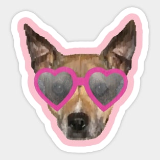 Pitbull with Heart Glasses Sticker